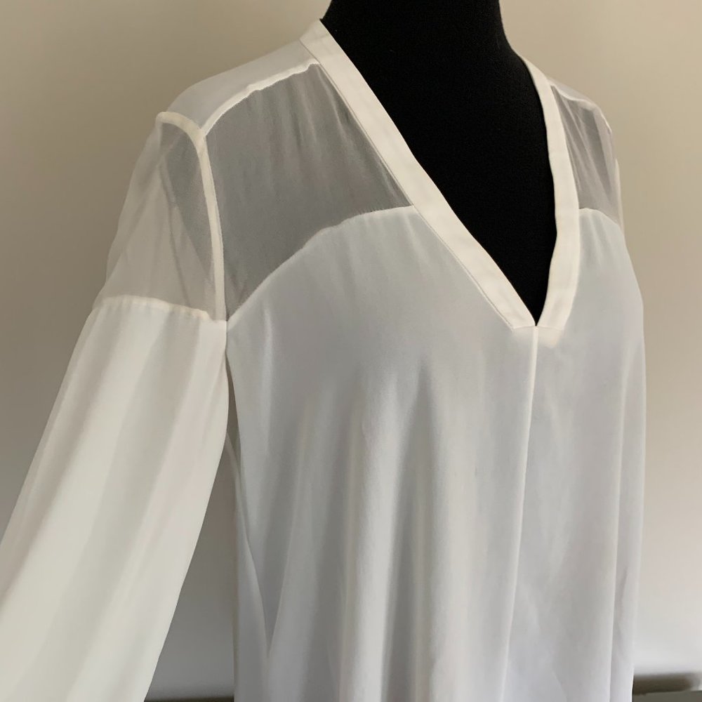 Elizabeth and James Long Sleeve cream silk blouse top